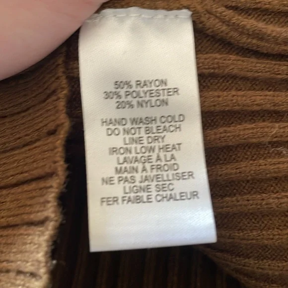 Lulu's Off-the-Shoulder Ribbed Sweater in Brown - Picture 7 of 7